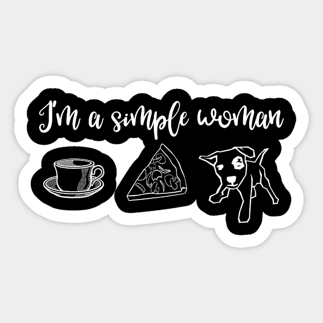 I'm a Simple Woman Pizza Coffee and Dogs Sticker by MisterMash